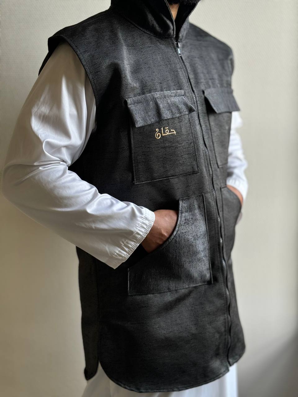 PRÉCOMMANDE - Gilet homme à Capuche jacquard HAQQAN